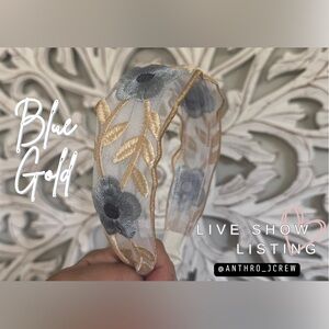 Elegant Blue and Gold Floral Headband